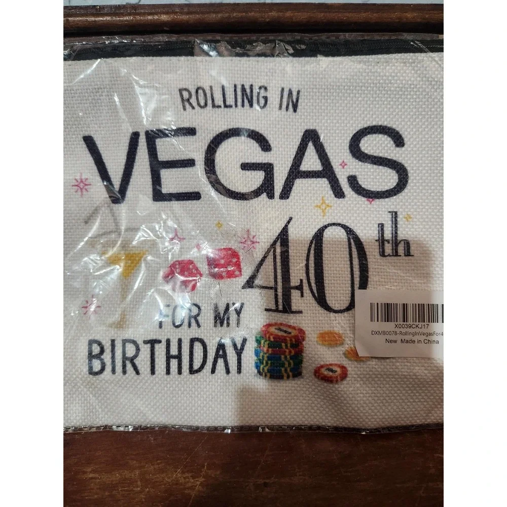 Rolling In Vegas 40th Birthday Cosmetic Makeup‎ Bag Pouch Travel Zip Case New